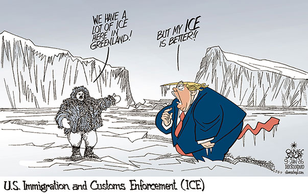 Oliver Schopf, editorial cartoons from Austria, cartoonist from Austria, Austrian illustrations, illustrator from Austria, editorial cartoon politics politician International, Cartoon Movement, @oliverschopf.bsky.social 2026: USA TRUMP GREENLAND CONQUER CAPTURE INUIT ICE IMMIGRATION AND CUSTOMS ENFORCEMENT POLICE INTERNAL SECURITY

 





 




























