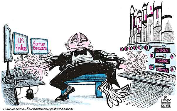 Oliver Schopf, editorial cartoons from Austria, cartoonist from Austria, Austrian illustrations, illustrator from Austria, editorial cartoon politics politician International, Cartoon Arts International, New York Times Syndicate, Cagle cartoon 2016 RUSSIA PUTIN HACKER CYBER WAR US ELECTION GERMAN BUNDESTAG PIANO PIPE ORGAN COMPUTER SYRIA UKRAIN CRIMEA 


