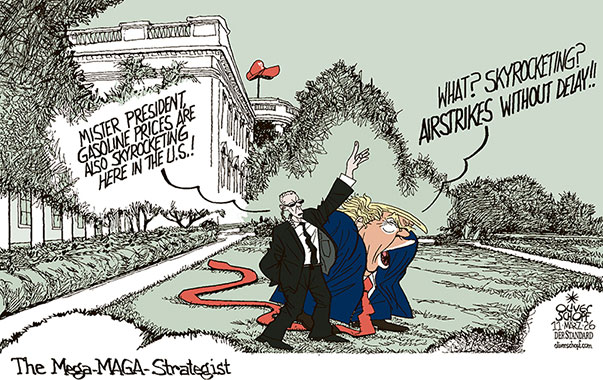 Oliver Schopf, editorial cartoons from Austria, cartoonist from Austria, Austrian illustrations, illustrator from Austria, editorial cartoon politics politician International, Cartoon Movement, @oliverschopf.bsky.social 2026: USA IRAN WAR OIL HIGH GASOLINE PRICES SKYROCKETING TRUMP THE WHITE HOUSE GARDEN SECRET SERVICE AIRSTRIKES



 





 





























