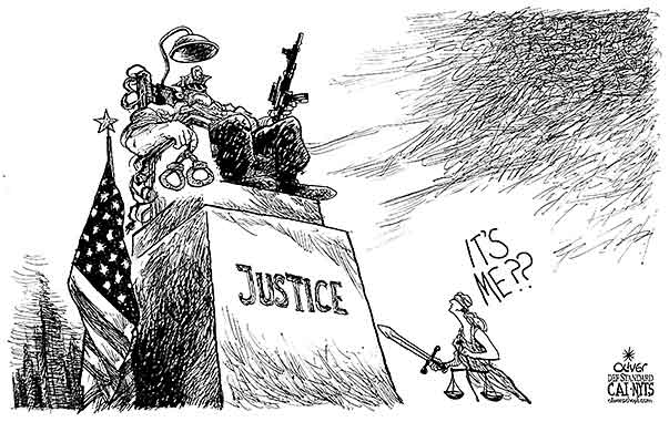 Oliver Schopf, editorial cartoons from Austria, cartoonist from Austria, Austrian illustrations, illustrator from Austria, editorial cartoon International 2009: USA JUSTICE POLICE DEATH PENALTY SHOOT SOUTH CAROLINA FERGUSON ELECTRIC CHAIR RASSISM BLACK 



