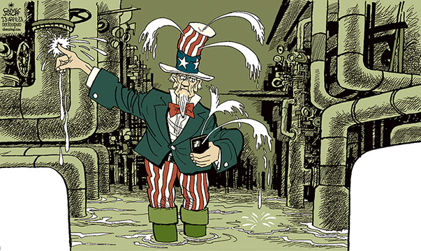 Oliver Schopf, editorial cartoons from Austria, cartoonist from Austria, Austrian illustrations, illustrator from Austria, editorial cartoon politics politician International, Cartoon Arts International, 2023: USA UNCLE SAM INTELLIGENCE AGENCIES CIA PENTAGON LEAKS TUBES INTERNET CELL-PHONE DISCORD DRAIN OFF SEAL
 
   
 

     
