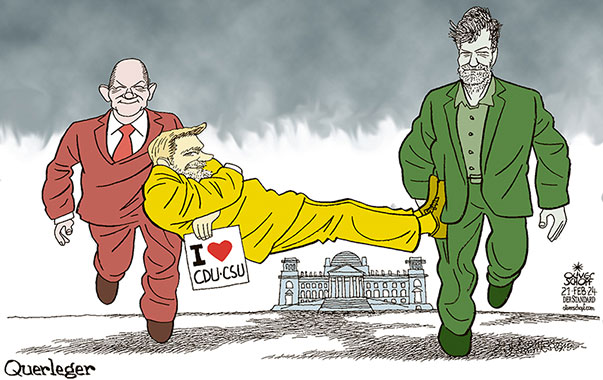 Oliver Schopf, politischer Karikaturist aus Österreich, politische Karikaturen aus Österreich, Karikatur Cartoon Illustrationen Politik Politiker Deutschland 2024: REGIERUNG AMPEL KOALITION SCHOLZ LINDNER HABECK SPD FDP DIE GRÜNEN ROT GELB GRÜN QUERLEGEN QUERLEGER CDU CSU LIKE HERZ







