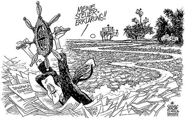 Oliver Schopf, politischer Karikaturist aus Österreich, politische Karikaturen aus Österreich, Karikatur Cartoon Illustrationen Politik Politiker Europa 2016 : PANAMA PAPERS MOSSACK FONSECA DAVID CAMERON STEUERERKLÄRUNG STEUERRAD KARIBIK BRIEFKASTENFIRMA SCHWIMMEN















