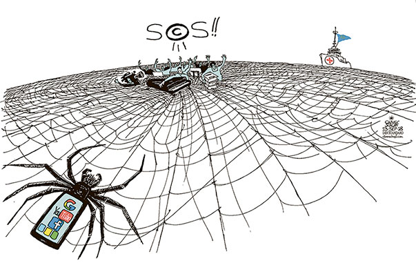 Oliver Schopf, editorial cartoons from Austria, cartoonist from Austria, Austrian illustrations, illustrator from Austria, editorial cartoon politics politician Europe, Cartoon Arts International, New York Times Syndicate, Cagle cartoon 2018 : EU IT GOOGLE FACEBOOK YOUTUBE COPYRIGHT  ANCILLARY COPYRIGHT INTERNET NET SPIDER ARTISTS WRITERS S.O.S. AMBULANCES 
