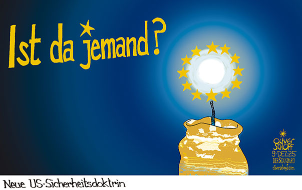 Oliver Schopf, politischer Karikaturist aus Österreich, politische Karikaturen aus Österreich, Karikatur Cartoon Illustrationen Politik Politiker Europa @oliverschopf.bsky.social 2025: EU EUROPÄISCHE UNION EUROPA STERNE LICHT INS DUNKEL IST DA JEMAND KERZE ALLEIN GELASSEN USA NATIONALE SICHERHEITSSTRATEGIE










 



