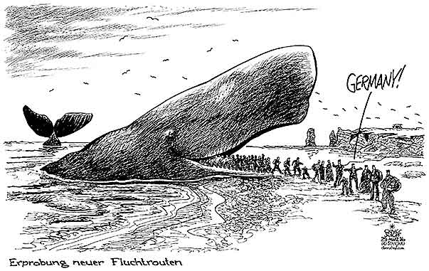Oliver Schopf, politischer Karikaturist aus Österreich, politische Karikaturen aus Österreich, Karikatur Cartoon Illustrationen Politik Politiker Europa 2016 : FLÜCHTLINGE FLUCHTROUTE MIGRATION ASYL MITTELMEER DEUTSCHLAND WILLKOMMENSKULTUR WAL JONAS POTTWAL STRAND EINREISE













