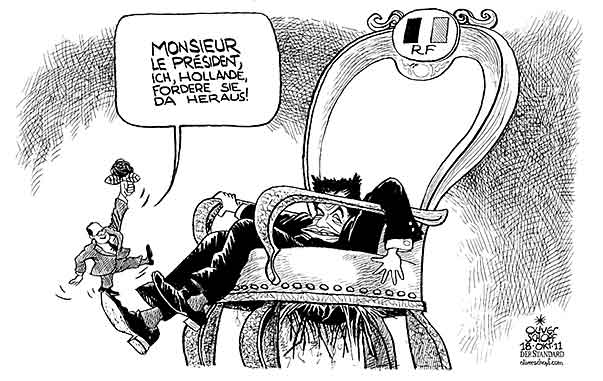 Oliver Schopf politische Karikatur: Frankreich - Sarkozys Herausforderer heißt Hollande Oliver Schopf, politischer Karikaturist aus Österreich, politische Karikaturen, Illustrationen Archiv politische Karikatur Europa Frankreich 2011 FRANKREICH FRANÇOIS HOLLANDE SARKOZY PRAESIDENTSCHAFTSWAHLEN 2012 HERAUSFORDERER SOZIALISTEN ROSE