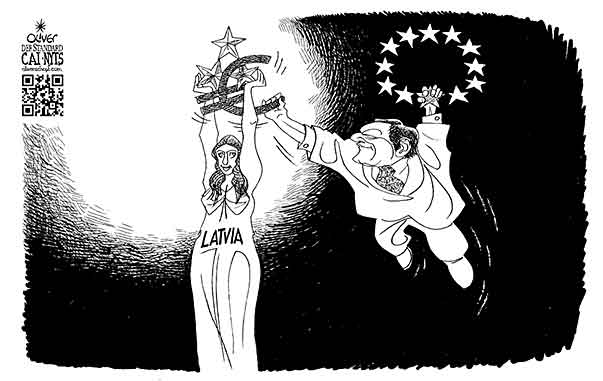  
Oliver Schopf, editorial cartoons from Austria, cartoonist from Austria, Austrian illustrations, illustrator from Austria, editorial cartoon
Europe Euro  and monetary policy  2013 europe E.U. LATVIA FREEDOM MONUMENT RIGA EURO BARROSO JOSE MANUEL COMMISSION 
