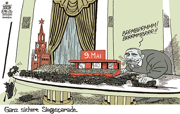 Oliver Schopf, politischer Karikaturist aus Österreich, politische Karikaturen aus Österreich, Karikatur Cartoon Illustrationen Politik Politiker Europa @oliverschopf.bsky.social 2026: RUSSLAND PUTIN SIEGESPARADE TAG DES SIEGES 9 MAI ROTER PLATZ MOSKAU KREML LANGER TISCH SICHERHEIT ANGST ANGRIFFE UKRAINE














 



