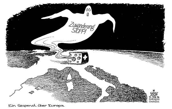  Oliver Schopf, politischer Karikaturist aus Österreich, politische Karikaturen, Illustrationen Archiv politische Karikatur Europa Schweiz
2014 SCHWEIZ EU ABSTIMMUNG ZUWANDERUNG GEIST GESPENST PHANTOM KAESE 
  

