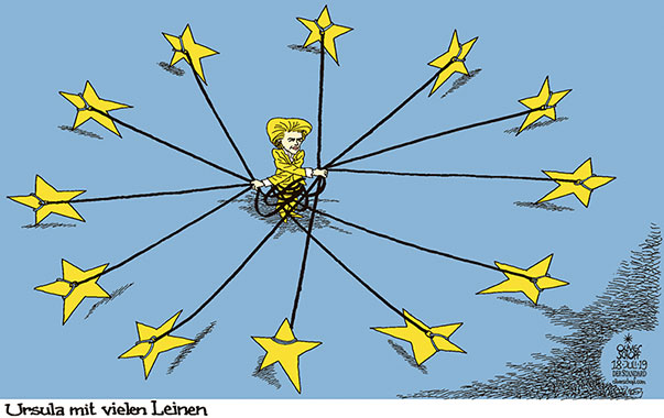  Oliver Schopf, politischer Karikaturist aus Österreich, politische Karikaturen, Illustrationen Archiv politische Karikatur Europäische Union 2019
URSULA VON DER LEYEN UVDL EU KOMMISSIONSPRÄSIDENTIN WAHL LEINE HUNDELEINEN KONTROLLE ZUSAMMENHALT SPALTUNG     
  