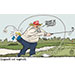 Oliver Schopf, politischer Karikaturist aus Österreich, politische Karikaturen aus Österreich, Karikatur Cartoon Illustrationen Politik Politiker Europa @oliverschopf.bsky.social 2025: EUROPÄISCHE UNION EU UVDL VON DER LEYEN TRUMP ZÖLLE 15 PROZENT DEAL GOLF SPIELEN ROUGH ABSCHLAG SCHLAG EINSACKEN EINLOCHEN GOLFBALL AUF DEN KOPF FALLEN 
