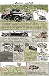 Oliver Schopf, politischer Karikaturist aus Österreich, politische Karikaturen aus Österreich, Karikatur Illustrationen Bildergeschichte Comic AUTOMOBIL SCHRIFTSTELLER AUTOREN NABOKOW THOMAS MANN MARCEL PROUST BRECHT SAMUEL BECKETT FRANCOISE SAGAN VIRGIBIA WOOLF OLDSMOBILE FORD RENAULT CITROEN CV ENTE ASTON MARTIN JAGUAR SINGER SENIOR  