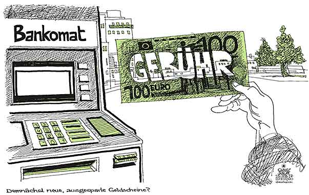 Oliver Schopf, politischer Karikaturist aus Österreich, politische Karikaturen aus Österreich, Karikatur Cartoon Illustrationen Politik Politiker Österreich 2017   BANKOMAT GEBÜHR BANKEN ZAHLEN KONTOGEBÜHR GELD EURO LOCH AUSSPAREN 







