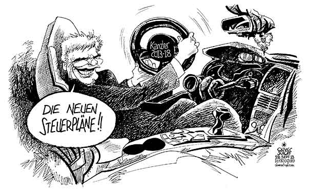  Oliver Schopf, politischer Karikaturist aus Österreich, politische Karikaturen, Illustrationen Archiv politische Karikatur Österreich 2013 NATIONALRATSWAHL STEUERN STEUERPLAENE FAYMANN SPOE AUTO LENKRAD BUNDESKANZLER REGIERUNG





