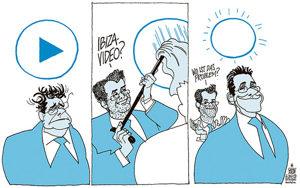  Oliver Schopf, politischer Karikaturist aus Österreich, politische Karikaturen, Illustrationen Archiv politische Karikatur Österreich: Parteien FPÖ 2019 FPÖ NORBERT HOFER HC STRACHE IBIZA VIDEO REHABILITIEREN HEILIGENSCHEIN

