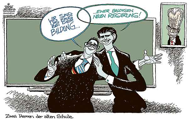 Oliver Schopf, politischer Karikaturist aus Österreich, politische Karikaturen aus Österreich, Karikatur Cartoon Illustrationen Politik Politiker Österreich 2017 : REGIERUNGSBILDUNG FPÖ ÖVP STRACHE KURZ BILDUNG SCHULE BUNDESPRÄSIDENT VAN DER BELLEN

