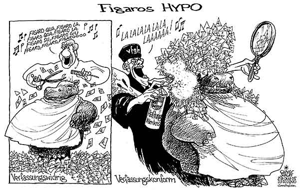 Oliver Schopf, politischer Karikaturist aus Österreich, politische Karikaturen aus Österreich, Karikatur Cartoon Illustrationen Politik Politiker Österreich 2015 HYPO ALPE ADRIA HETA SCHULDENSCHNITT HAIRCUT VERFASSUNGSGERICHTSHOF HOLZINGER SPINDELEGGER FRISEUR HAFTUNGEN KAERNTEN FIGAROS HOCHZEIT OPER BARBIER

