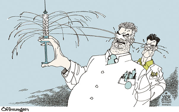 Oliver Schopf, politischer Karikaturist aus Österreich, politische Karikaturen aus Österreich, Karikatur Cartoon Illustrationen Politik Politiker Österreich 2022: CORONAVIRUS PANDEMIE SARS-CoV-2 COVID-19 IMPFPFLICHT REGIERUNG ÖVP GRÜNE TÜRKIS GRÜN KARL NEHAMMER WOLFGANG MÜCKSTEIN ÖFFNUNGEN MASSNAHMEN LOCKERUNGEN 2G FREIHEIT
SPRITZE LECK LOCH





