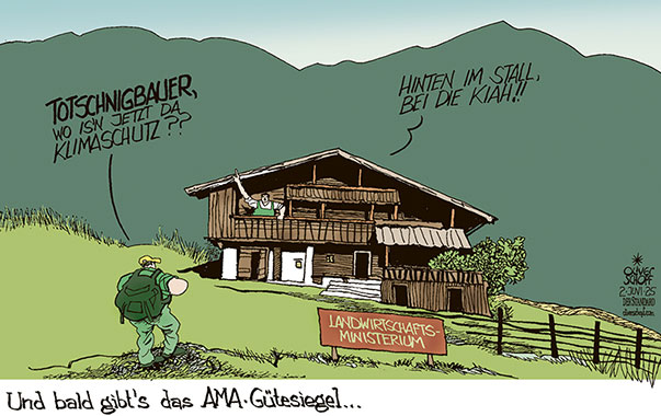 Oliver Schopf, politischer Karikaturist aus Österreich, politische Karikaturen aus Österreich, Karikatur Cartoon Illustrationen Politik Politiker Österreich Cartoon Movement, @oliverschopf.bsky.social 2025: KLIMA KLIMASCHUTZ UMWELT ERDERWÄRMUNG NORBERT TOTSCHNIG LANDWIRTSCHAFTSMINISTER BAUER BAUERNHOF STALL 






















