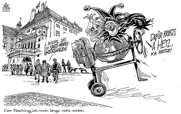 Oliver Schopf, politischer Karikaturist aus Österreich, politische Karikaturen aus Österreich, Karikatur Cartoon Illustrationen Politik Politiker Österreich 2016 : BUNDESPRÄSIDENTENWAHL HOFBURG RICHARD LUGNER CATHI MÖRETL SPATZI FASCHING UMZUGSWAGEN MISCHMASCHINE HETZ HETZE





