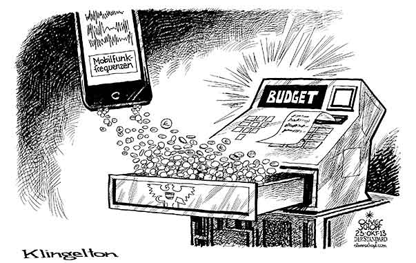 Oliver Schopf, politischer Karikaturist aus Österreich, politische Karikaturen aus Österreich, Karikatur, Illustrationen Politik Politiker Österreich  MOBILFUNKFREQUENZ LTE VERSTEIGERUNG BUDGET STAAT KASSE KLINGELN MILLIARDEN GELD EURO SMARTPHONE KLINGELTON



 





