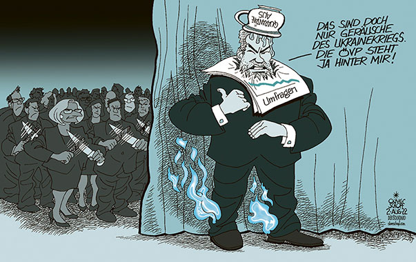 Oliver Schopf, politischer Karikaturist aus Österreich, politische Karikaturen aus Österreich, Karikatur Cartoon Illustrationen Politik Politiker Österreich 2022: ÖVP DIE NEUE VOLKSPARTEI KARL NEHAMMER OBMANNDEBATTE INTERN MESSER WETZEN SÄGEN UMFRAGEN QUARANTÄNE-AUS GAS FLAMME





