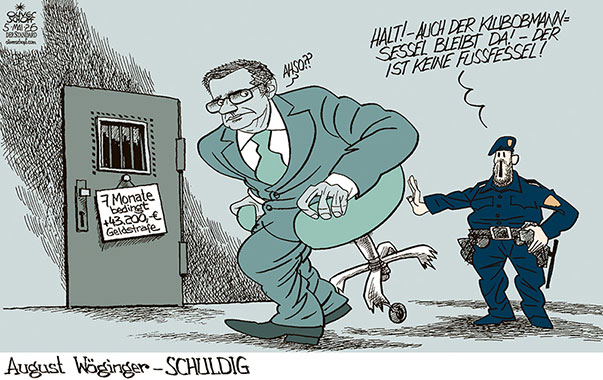 Oliver Schopf, politischer Karikaturist aus Österreich, politische Karikaturen aus Österreich, Karikatur Cartoon Illustrationen Politik Politiker Österreich Cartoon Movement, @oliverschopf.bsky.social 2026: ÖVP KLUBOBMANN AUGUST WÖGINGER PROZESS POSTENSCHACHER URTEIL SCHULDIG 7 MONATE BEDINGT RÜCKTRITT STUHL SESSEL ZELLE











































