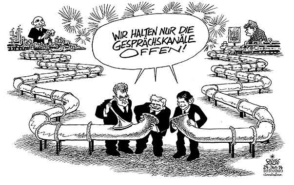 Oliver Schopf, politischer Karikaturist aus Österreich, politische Karikaturen aus Österreich, Karikatur Cartoon Illustrationen Politik Politiker Österreich 2014: PUTIN GAS PIPELINE GAZPROM SOUTH STREAM OMV UKRAINE POROSCHENKO HEINZ FISCHER FAYMANN SEBASTIAN KURZ GESPRAECHSKANAELE 



