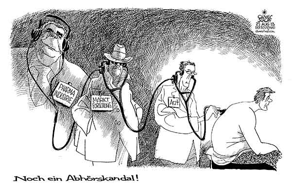  Oliver Schopf, politischer Karikaturist aus Österreich, politische Karikaturen, Illustrationen, Cartoon Archiv politische Karikatur Österreich 2013 GESUNDHEIT ARZT PATIENT ABHOEREN MARKTFORSCHUNG PHARMAINDUSTRIE STETHOSKOP DATEN VERKAUFEN  
       