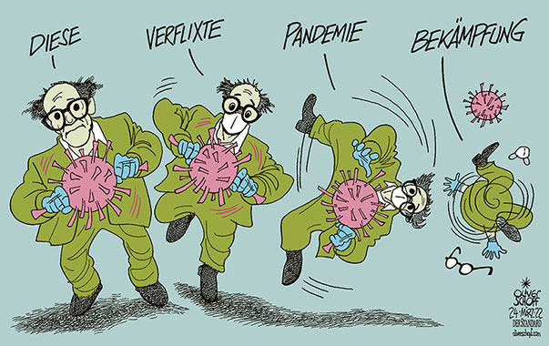 Oliver Schopf, politischer Karikaturist aus Österreich, politische Karikaturen aus Österreich, Karikatur Cartoon Illustrationen Politik Politiker Österreich 2022: CORONAVIRUS PANDEMIE SARS-CoV-2 COVID-19 MASSNAHMEN BEKÄMPFUNG JOHANNES RAUCH GESUNDHEITSMINISTER MASKENPFLICHT EIERN TRUDELN SCHWANKEN ROTIEREN 





