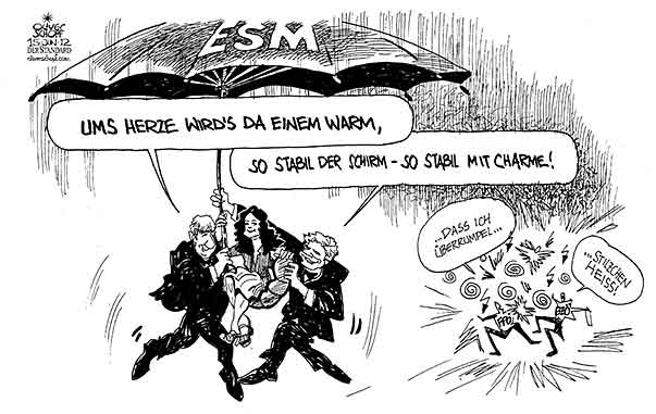  Oliver Schopf, politischer Karikaturist aus Österreich, politische Karikaturen, Illustrationen Archiv politische Karikatur Österreich Wirtschaft  und Finanzen 2012 FAYMANN SPINDELEGGER GLAWISCHNIG DIE GRUENEN ESM STABILTAETSMECHANISMUS RETTUNGSSCHIRM RUMPELSTILZCHEN





