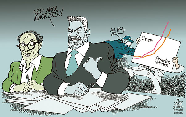 Oliver Schopf, politischer Karikaturist aus Österreich, politische Karikaturen aus Österreich, Karikatur Cartoon Illustrationen Politik Politiker Österreich 2022: CORONAVIRUS PANDEMIE SARS-CoV-2 COVID-19 MASSNAHMEN REGIERUNG KOALITION NEHAMMER JOHANNES RAUCH EXPERTEN INZIDENZ GRAFIK KURVE NED AMOL IGNORIEREN RUSSISCHES FERNSEHEN KANAL 1 TRANSPARENT 





