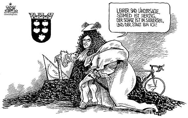 Oliver Schopf, politischer Karikaturist aus Österreich, politische Karikaturen aus Österreich, Karikatur, Illustrationen Politik Politiker Österreich 2010: erwin proell ludwig XIV. lehrer schmied schatz im silbersee rad radlbrunn