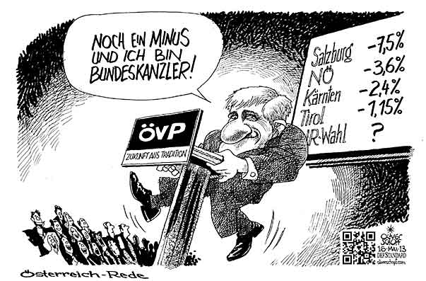 Oliver Schopf, politischer Karikaturist aus Österreich, politische Karikaturen aus Österreich, Karikatur, Illustrationen Politik Politiker Österreich  2013 OEVP OESTERREICH REDE HOFBURG SPINDELEGGER MICHAEL BUNDESKANZLER NATIONALRATSWAHL MINUS TIROL SALZBURG KAERNTEN NIEDEROESTERREICH 


