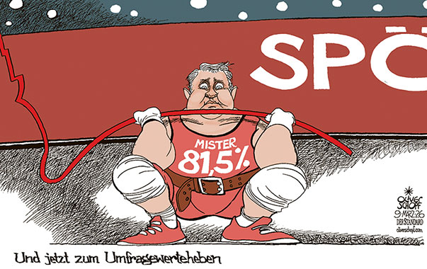 Oliver Schopf, politischer Karikaturist aus Österreich, politische Karikaturen aus Österreich, Karikatur Cartoon Illustrationen Politik Politiker Österreich Cartoon Movement, @oliverschopf.bsky.social 2026: SPÖ BUNDESPARTEITAG ANDREAS BABLER WIEDERWAHL 81,5 PROZENT UMFRAGEWERTE GEWICHTHEBEN GEWICHTHEBER STEMMEN 







































