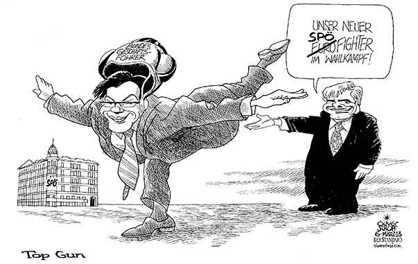  Oliver Schopf, politischer Karikaturist aus Österreich, politische Karikaturen, Illustrationen Archiv politische Karikatur Österreich POE FAYMANN DARABOS NORBERT BUNDESGESCHAEFTSFUEHRER PARTEIZENTRALE LOEWELSTRASSE EUROFIGHTER TOP GUN KAMPFJET WAHLKAMPF


