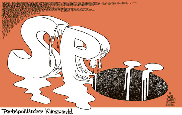 Oliver Schopf, politischer Karikaturist aus Österreich, politische Karikaturen aus Österreich, Karikatur Cartoon Illustrationen Politik Politiker Österreich 2019 : SPÖ SOZIALDEMOKRATISCHE PARTEI WAHLNIEDERLAGEN KLIMAWANDEL EIS SCHMELZEN ABFLIESSEN ABFLUSS RINNEN
