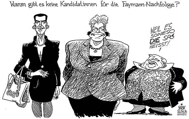  Oliver Schopf, politischer Karikaturist aus Österreich, politische Karikaturen, Illustrationen Archiv politische Karikatur Österreich 2016 SPÖ FRAUEN KANDIDATINNEN BUNDESKANZLER CHRISTIAN KERN GERHARD ZEILER MICHAEL HÄUPL MÄNNER FEMINISMUS GENDER EMANZIPATION






