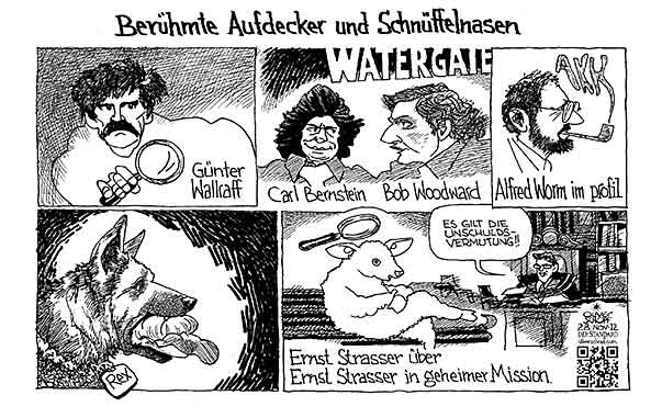  Oliver Schopf, politischer Karikaturist aus Österreich, politische Karikaturen, Illustrationen Archiv politische Karikatur Österreich 2012 STRASSER ERNST PROZESS WIEN LANDESGERICHT BESTECHUNG GEHEIMDIENST FALLEN STELLEN AUFDECKER WALLRAFF WATERGATE BERSTEIN WOODWARD WORM ALFRED KOMMISSAR REX UNSCHULDSLAMM

    
