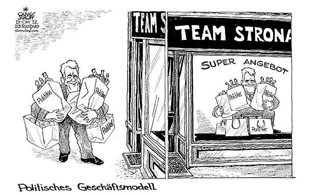  Oliver Schopf, politischer Karikaturist aus Österreich, politische Karikaturen, Illustrationen Archiv politische Karikatur Österreich  Parteien Team Stronach 2012 stronach frank team stronach kaufen einkaufen politiker geschaeft auslage angebot schaufenster


