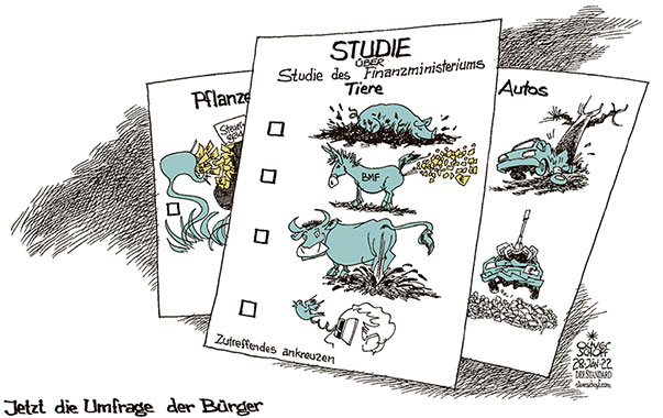 Oliver Schopf, politischer Karikaturist aus Österreich, politische Karikaturen aus Österreich, Karikatur Cartoon Illustrationen Politik Politiker Österreich 2022: FINANZMINISTERIUM REGIERUNG ÖVP FPÖ TÜRKIS BLAU KURZ STRACHE STUDIE UMFRAGE BEINSCHAB POLITIKER TIERE AUTO STEUERZAHLER STAATSBÜRGER 



