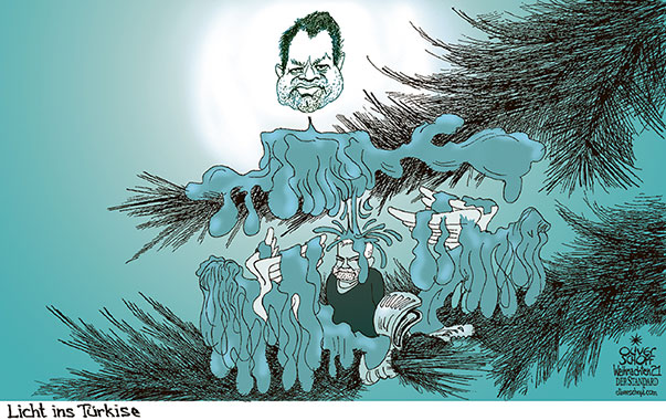 Oliver Schopf, politischer Karikaturist aus Österreich, politische Karikaturen aus Österreich, Karikatur Cartoon Illustrationen Politik Politiker Österreich 2021: CHATS THOMAS SCHMID DIE NEUE ÖVP TÜRKIS SEBASTIAN KURZ GERNOT BLÜMEL SIEGFRIED SIGI WOLF MAN KERZE TROPFEN WACHS CHRISTBAUM SCHMUCK LICHT INS DUNKEL 




