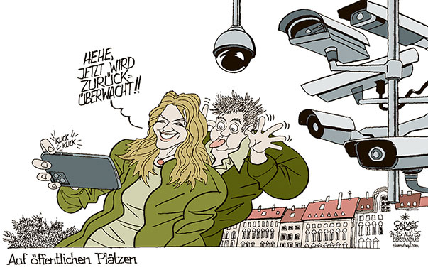 Oliver Schopf, politischer Karikaturist aus Österreich, politische Karikaturen aus Österreich, Karikatur Cartoon Illustrationen Politik Politiker Österreich Cartoon Movement, @oliverschopf.bsky.social 2025: REGIERUNG KOALITION ÖVP SPÖ NEOS INNENMINISTER KARNER VIDEOÜBERWACHUNG AUF ÖFFENTLICHEN PLÄTZEN KAMERA HANDY SMARTPHONE SELFIE 
































