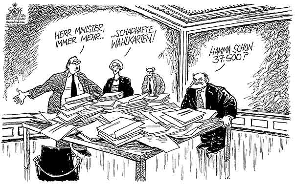  Oliver Schopf, politischer Karikaturist aus Österreich, politische Karikaturen, Illustrationen Archiv politische Karikatur Österreich Bundespräsident   2016 BUNDESPRÄSIDENTENWAHL 2016 WAHLKARTEN KLEBESTREIFEN SCHADHAFT INNENMINISTERIUM  WOLFGANG SOBOTKA NOTVERORDNUNG NOTSTAND 37.500
