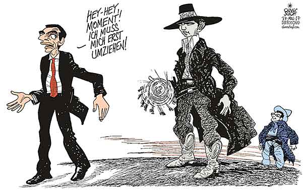  Oliver Schopf, politischer Karikaturist aus Österreich, politische Karikaturen, Illustrationen Cartoon Archiv politische Karikatur Österreich: Nationalratswahl 2017
 CHRISTIAN KERN SEBASTIAN KURZ HC STRACHE NEUWAHL WAHLKAMPF DUELL WESTERN COWBOYS
