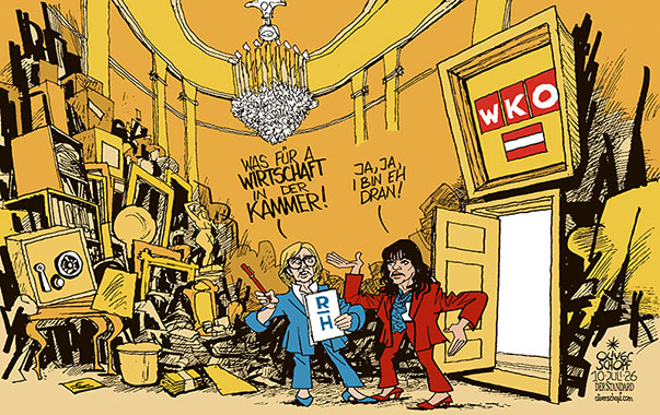 Oliver Schopf, politischer Karikaturist aus Österreich, politische Karikaturen aus Österreich, Karikatur Cartoon Illustrationen Politik Politiker Österreich Cartoon Movement, @oliverschopf.bsky.social 2026: WKO WIRTSCHAFTSKAMMER RECHNUNGSHOF PRÜFUNG BERICHT MARGIT KRAKER MARTHA SCHULTZ GOLD VERGOLDET UNORDNUNG CHAOS AUFRÄUMEN 














































