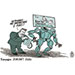 Oliver Schopf, politischer Karikaturist aus Österreich, politische Karikaturen aus Österreich, Karikatur Cartoon Illustrationen Politik Politiker Österreich 2023: ÖVP DIE VOLKSPARTEI NEHAMMER KAMPAGNE ZUKUNFT 2030 PLAKATE ROBOTER E-FUELS VORWAHLKAMPF 
