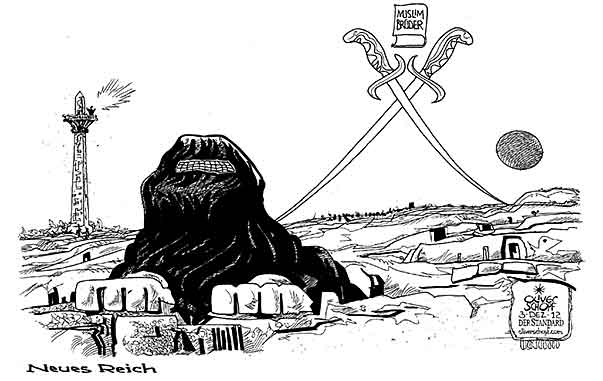  Oliver Schopf, politischer Karikaturist aus Österreich, politische Karikaturen, Illustrationen Archiv politische Karikatur Welt Naher Osten 2012
AEGYPTEN MUSLIMBRUDERSCHAFT PYRAMIDEN SPHINX BURKA OBELISK MINARETT ISLAM MURSI NEUES REICH  
   


