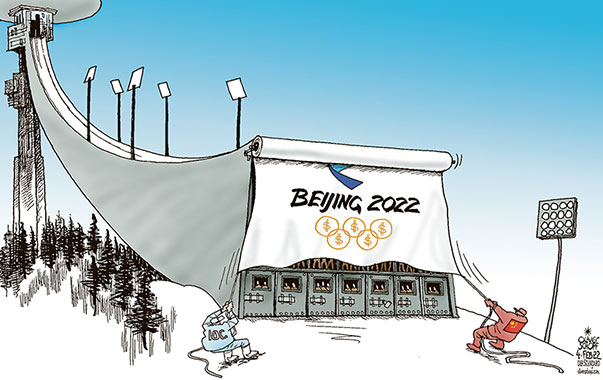 Oliver Schopf, politischer Karikaturist aus Österreich, politische Karikaturen aus Österreich, Karikatur Cartoon Illustrationen Politik Politiker international 2022: PEKING CHINA OLYMPISCHE WINTERSPIELE BEIJING ERÖFFNUNG MENSCHENRECHTE INHAFTIERTE GEFANGENE ZELLE SPRUNGSCHANZE VERHÜLLEN IOC KOMMUNISTISCHE PARTEI OLYMPISCHE RINGE GELD DOLLAR GEWINN  

Reformklausur